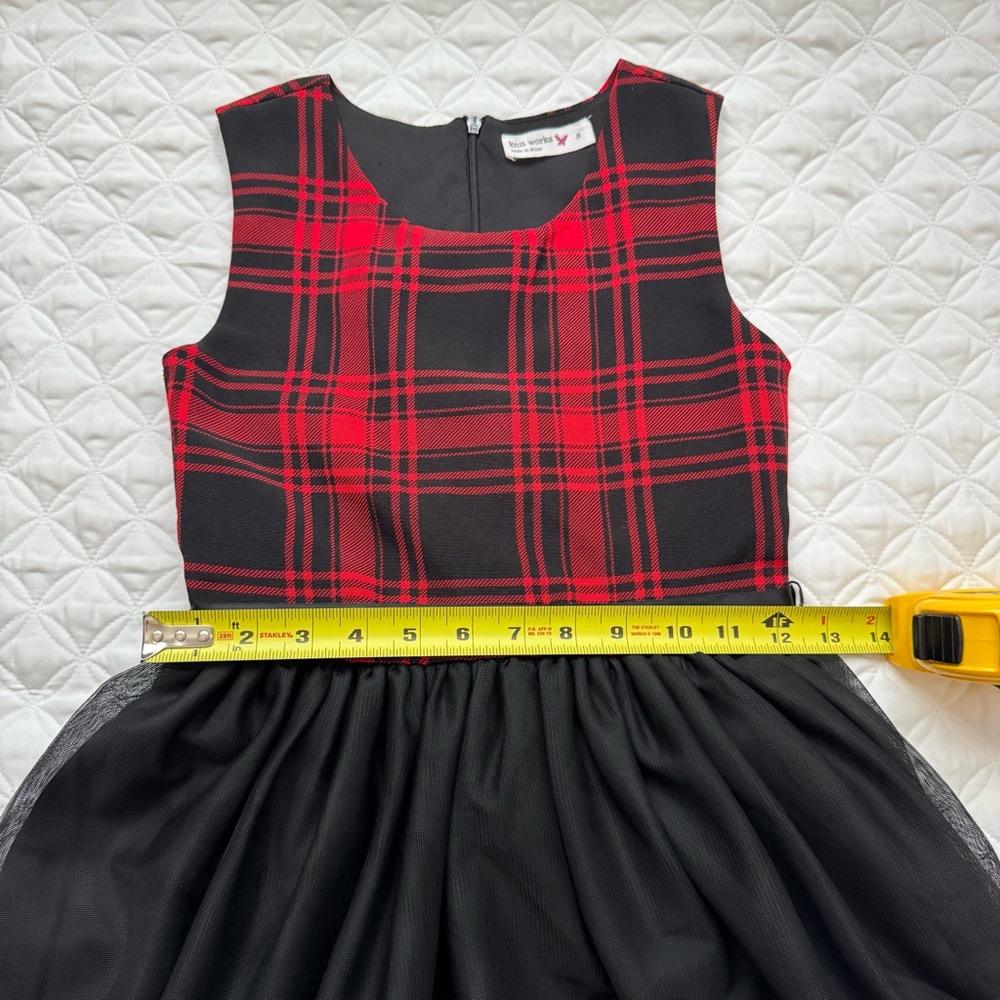 Knit Works Red and Black Plaid A-Line Tutu Sleeveless Holiday Dress - Picture 9 of 16